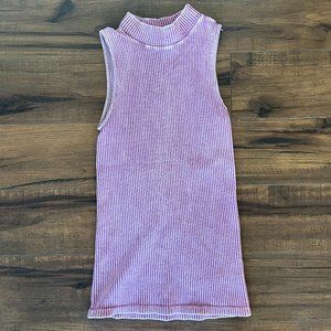 Intimately Free People XS/S Mock Turtleneck Ribbed Tank Top in Pink
